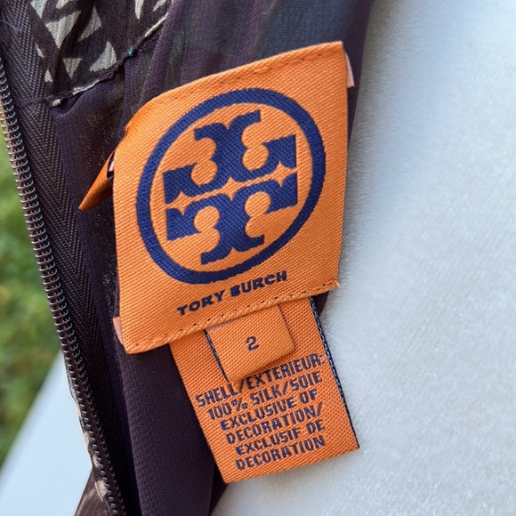 🔥2 x HP🔥VTG Tory Burch Silk Dress Sz 2/4, turquoise/brown pattern - Picture 6 of 15